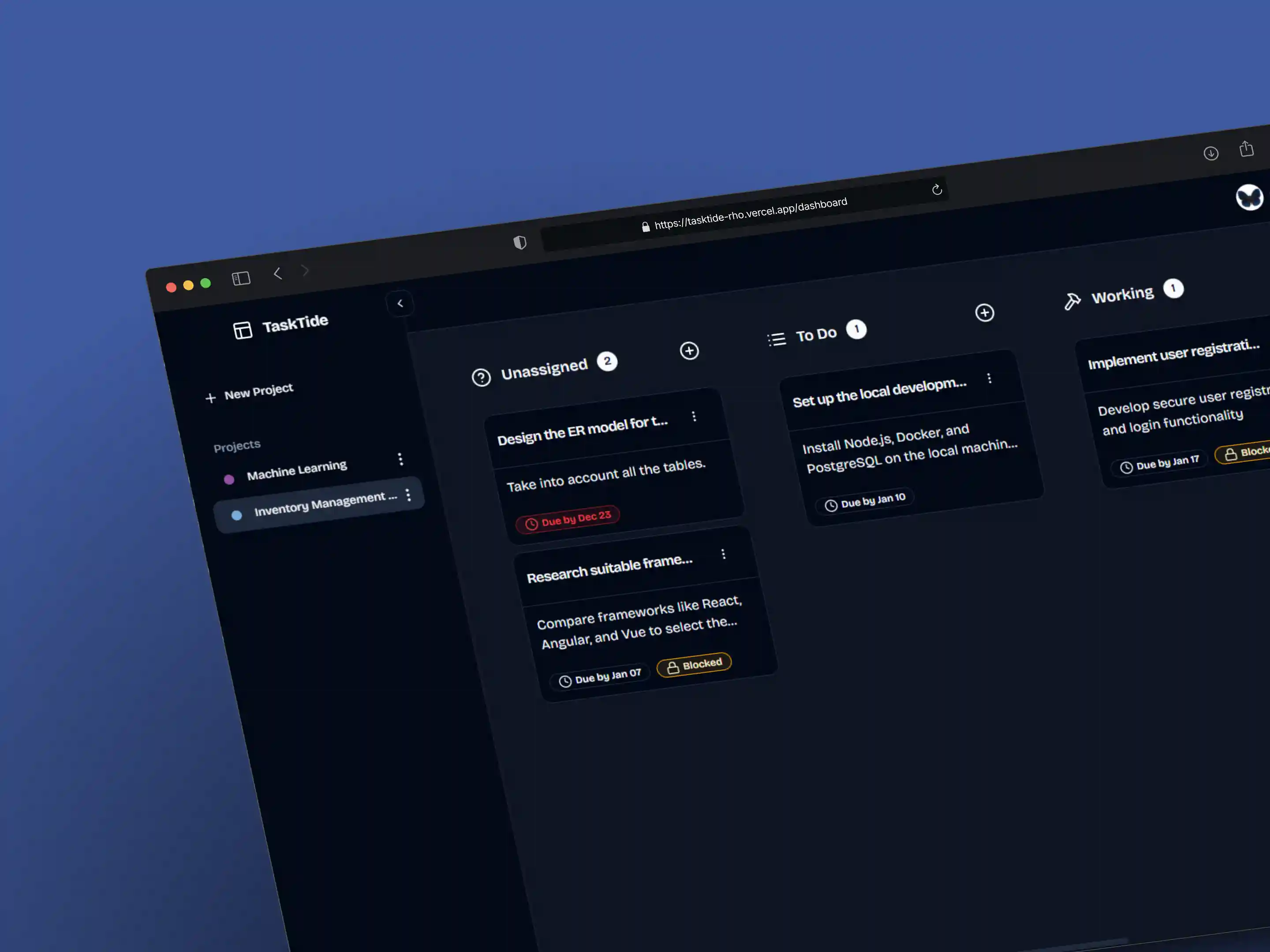 Captura del proyecto TaskTide